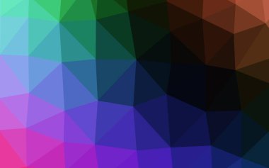 Koyu renkli, gökkuşağı vektörü üçgen desenli. Gradyanı olan üçgen geometrik örnek. İşiniz için en iyi üçgen tasarım..