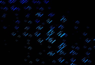 Düz çizgileri olan koyu mavi vektör arkaplan. Renkli çubuklarla gösterişli soyut çizimler. Web siteleri, iniş sayfaları için desen.