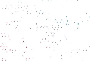 Açık mavi, kırmızı vektör dokusu erkek, dişi ikonlar. Soyut tarzda, cinsiyet şekilleriyle basit bir gradyan tasarımı. Randevu uygulamaları için akıllı tasarım.