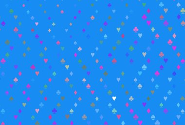 Açık Çokrenkli, iskambil kağıtlı Gökkuşağı vektör dokusu. Renkli resimler, kalpler, maça, sinek, elmas. Kitapçıklar, kumarhanelerin broşürleri..