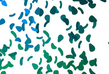 Açık mavi, kaotik şekilli yeşil vektör deseni. Rastgele şekillerle soyut tarzda dekoratif tasarım. Web siteniz için basit tasarım.