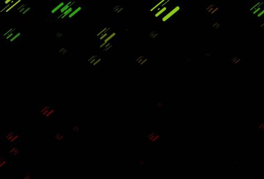 Dar çizgileri olan koyu yeşil, kırmızı vektör deseni. Bulanık arkaplanda gradyanı olan çizgiler. Reklamlar, posterler, afişler için desen.