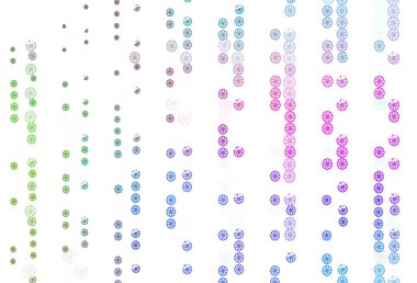 Açık renkli, kar taneli Gökkuşağı vektör şablonu. Buz kristalleri ile soyut resimleme. Reklamınız, posteriniz, afişiniz için yeni yıl tasarımı.