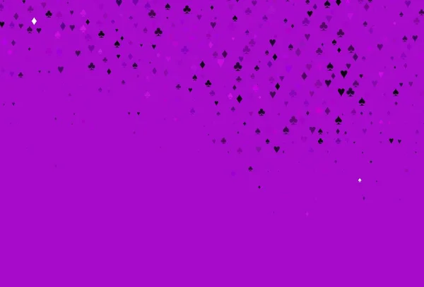 浅紫色矢量纹理与扑克牌 闪烁着抽象的草图 带有孤立的扑克牌符号 扑克游戏 活动传单的制作模式 — 图库矢量图片