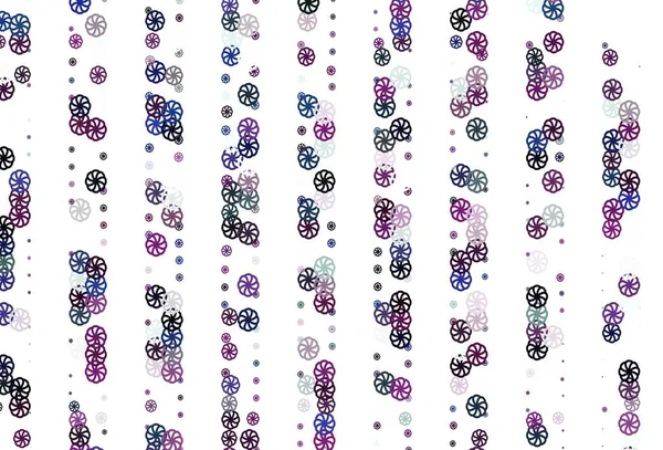 Açık pembe, renkli kar taneli mavi vektör dokusu. Buz kristalleri ile soyut resimleme. Bu kalıp yeni yıl broşürleri için kullanılabilir.