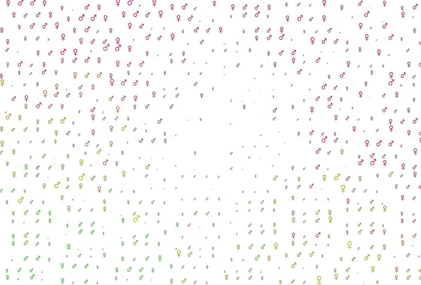 Açık pembe, erkek ve dişi ikonlu yeşil vektör dokusu. Soyut tarzda, cinsiyet şekilleriyle basit bir gradyan tasarımı. Randevu uygulamaları için akıllı tasarım.