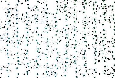 Açık mavi, çemberli çokgen şeklinde yeşil vektör örtüsü. Renkli daireler, üçgenler, kareler çizilmiş bir resim. İniş sayfası için modern şablon.