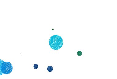 Açık mavi, noktalı yeşil vektör arkaplanı. Renkli su damlaları olan modern soyut çizimler. İş reklamları için tasarım.