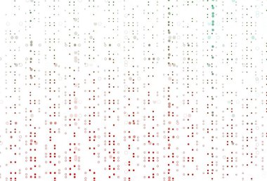 Açık yeşil, noktalı kırmızı vektör arkaplanı. Renkli su damlaları olan modern soyut çizimler. Reklamlar, broşürler için desen.