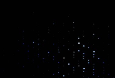 Kare biçiminde koyu mavi vektör şablonu. Soyut stil ve dikdörtgenlerle dekoratif tasarım. İş broşürleri, broşürler için desen.