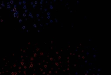 Koyu mavi, parlak yıldızlı kırmızı vektör düzeni. Soyut şablondaki yıldızlarla dekoratif parlak illüstrasyon. Desen web siteleri için kullanılabilir.