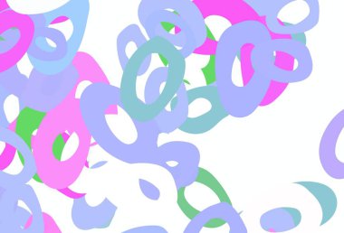 Açık Çokrenkli, baloncuklu Gökkuşağı vektör arkaplanı. Parlak renkli soyut çemberlerin olduğu bir resim. Posterler, afişler için tasarım.