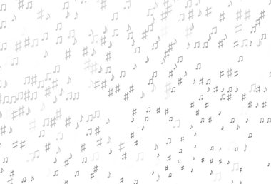 Light Silver, müzik sembollü gri vektör arkaplan. Soyut tarzda dekoratif tasarım ve müzik şekilleri. Duvar kağıtları için modern tasarım.