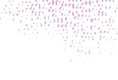 Üzerinde erkek ve kadın sembolleri olan açık pembe bir şablon. Renkli cinsiyet sembollü soyut illüstrasyon. Randevu uygulamaları için akıllı tasarım.