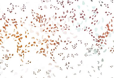 Memphis şekilli hafif turuncu vektör şablonu. Renkli rastgele şekillerle modern soyut illüstrasyon. Bir cep telefonu için arka plan.