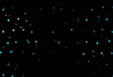 Koyu mavi vektör dokusu, çemberli, küplü. Soyut tarzda dekoratif tasarım, çizgiler, noktalar, küplerle. İş ilanınız için akıllı tasarım.