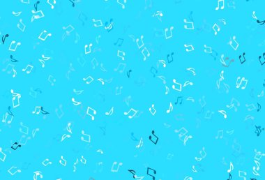 Müzik elementleriyle açık renkli vektör deseni. Melodi tuşları olan modern soyut çizimler. Fasion dergileri için şablon.
