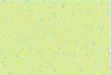 Açık yeşil, benekli sarı vektör kapağı. Doğa tarzında renkli baloncuklu soyut illüstrasyon. Suyun deseni, yağmur damlaları.