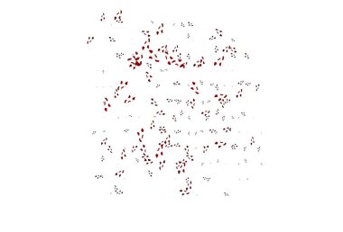Memphis şekilli açık kırmızı vektör şablonu. Renkli rastgele şekillerle modern soyut illüstrasyon. Web siteniz için basit tasarım.