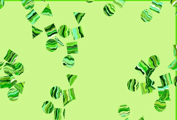 Hellgrüne Vektorkulisse Mit Linien Kreisen Rauten Illustration Mit Bunten Kreisen — Stockvektor