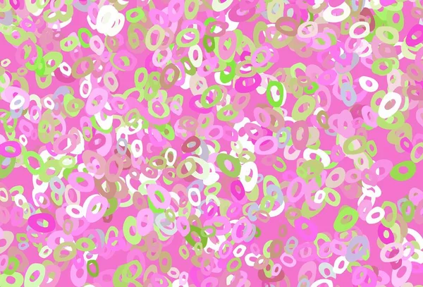 Светло Розовый Зеленый Векторный Отрезок Точками Абстрактная Иллюстрация Цветными Пузырями — стоковый вектор