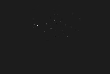 Light Silver, kumar sembolleriyle gri vektör kaplaması. Kalplerle, maça, sinek ve elmaslarla parlayan illüstrasyon. Kumarhane reklamınız için akıllı tasarım.