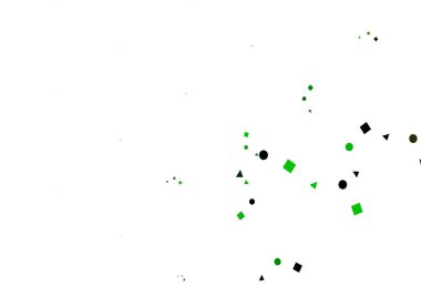 Açık yeşil, sarı vektör arkaplanı çizgiler, daireler, eşkenar dörtgenler. Çemberler, üçgenler ve küplerle soyut gradyan çizimi. Web siteleri için şablon kullanılabilir.