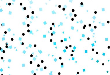 Çemberli, polimer şekilli hafif BLUE vektör dokusu, küpler. Renkli daireler, üçgenler, dikdörtgenler. İş ilanları, broşürler, broşürler için desen