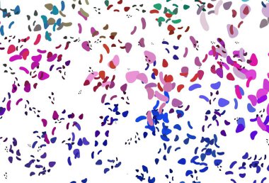 Aydınlık çokrenkli, soyut biçimlere sahip gökkuşağı vektör arkaplanı. Renkli rastgele şekillerle modern soyut illüstrasyon. İşiniz için en iyi akıllı tasarım.