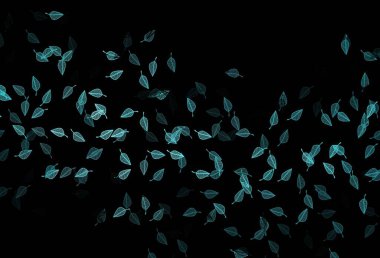 Koyu mavi vektör karalama düzeni. Basit arkaplanda gradyanı olan soyut yapraklar. Web, broşür ve tekstil için el yapımı tasarım..