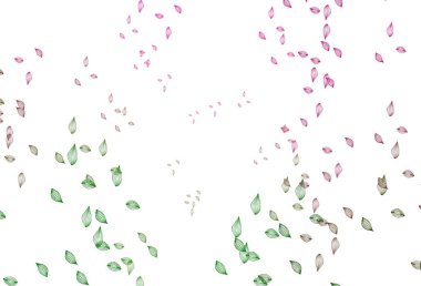 Açık Pembe, Yeşil vektör çizim örtüsü. Origami tarzındaki yaprakların gradyanlı karalama çizimi. İşiniz için yepyeni bir tasarım..