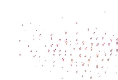 Açık kırmızı, cinsiyet sembollü sarı vektör arkaplan. Soyut tarzda, cinsiyet şekilleriyle basit bir gradyan tasarımı. Randevu uygulamaları için akıllı tasarım.