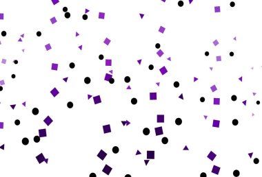 Hafif Mor vektör arkaplanı üçgenler, daireler, küplerle. Küreler, kareler ve çizgilerle soyut çizimler. İniş sayfası için modern şablon.