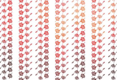 Açık Kırmızı Vektör çizim düzeni. Yapraklarla karalama tarzında renkli çizimler. Marka kitabınız için yeni şablon.