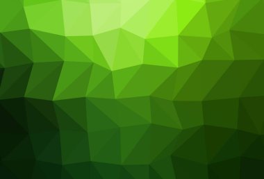 Açık yeşil vektör bulanık üçgen dokusu. Parlak çizimler, üçgenlerden oluşur. İş tasarımınız için üçgen desen.