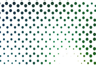 Açık mavi, noktalı yeşil vektör arkaplanı. Parlak renkli soyut çemberlerin olduğu bir resim. İş reklamları için tasarım.