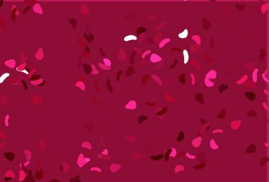 Memphis şekilli açık pembe vektör şablonu. Renkli rastgele şekillerle modern soyut illüstrasyon. Kartvizitiniz için modern tasarım.