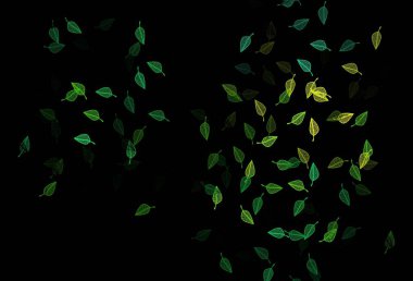 Koyu mavi, sarı vektör çizim dokusu. Yapraklarla gösterişli soyut çizimler. İş tasarımınız için yeni şablon.