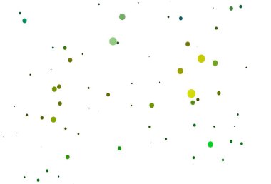 Açık yeşil, noktalı sarı vektör arkaplan. Doğa tarzında renkli baloncuklu soyut illüstrasyon. Suyun deseni, yağmur damlaları.