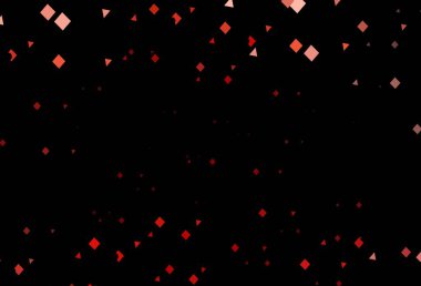 Daireler ve küplerle polimer biçiminde koyu kırmızı vektör dokusu. Renkli daireler, üçgenler, kareler çizilmiş bir resim. Duvar kağıtları için şablon.