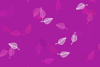 Açık pembe vektör çizim kalıbı. Renkli yapraklı eskiz karalamalar. İşiniz için yepyeni bir tasarım..