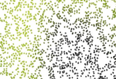 Açık yeşil, küreli sarı vektör deseni. Parlak renkli soyut çemberlerin olduğu bir resim. Reklamlar, broşürler için desen.