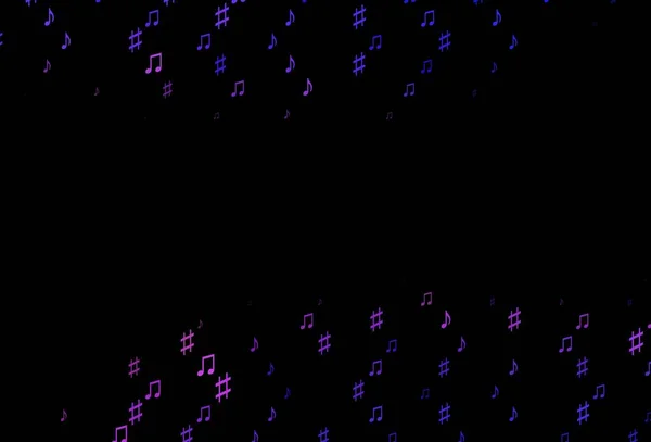 Темно Розовый Синий Векторный Узор Музыкальными Элементами Изолированные Красочные Музыкальные — стоковый вектор