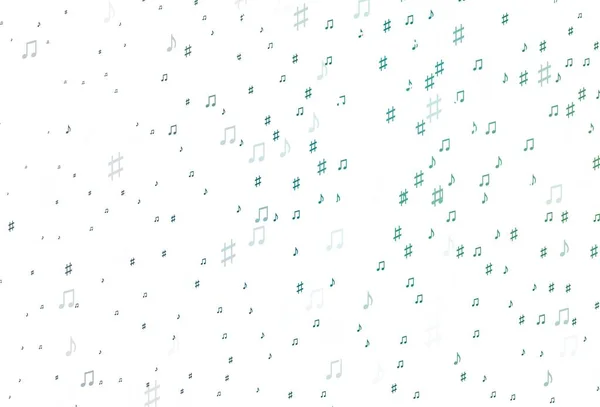 Lichtblauw Groen Vectorpatroon Met Muziekelementen Schitterende Illustratie Van Kleurrijke Gradiënt — Stockvector