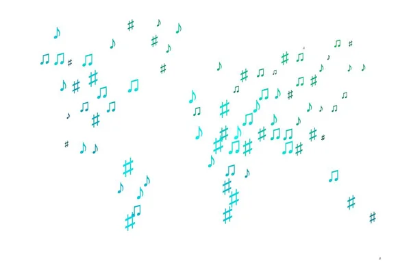 浅蓝色 绿色矢量背景与音乐符号 现代抽象插图与曲调键 假肢杂志模板 — 图库矢量图片