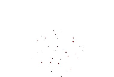 Açık kırmızı vektör, kumar sembolleriyle kaplı. Kalplerin, maça, sinek ve elmasların bulanık dekoratif tasarımı. Vegas 'ta parti ilanları, etkinlikler.