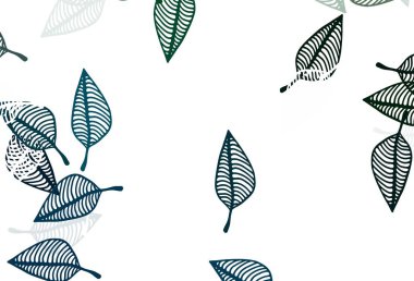 Açık mavi, yeşil vektör karalama deseni. Yapraklarla modern tarzda yepyeni renkli bir tasvir. İşiniz için yepyeni bir tasarım..