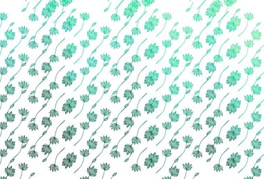 Açık yeşil vektör karalama arkaplanı. Renkli yapraklı eskiz karalamalar. Web siteniz için Doodle tasarımı.