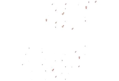 Cinsiyet sembollü açık kırmızı vektör arkaplanı. Gradyan renkli erkek, soyut tarzda kız sembolleri. Randevu siteleri için temel tasarım.