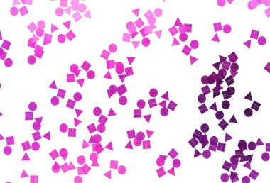 Açık pembe, mavi vektör arkaplan üçgenler, daireler, küplerle. Renkli daireler, üçgenler, dikdörtgenler. İş ilanları, broşürler, broşürler için desen